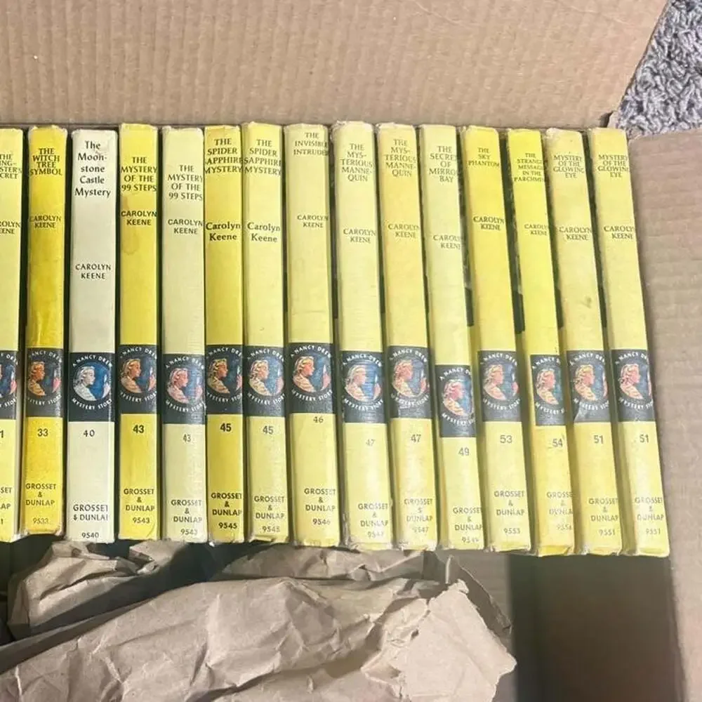 23 Vintage Nancy Drew Yellow Spine Hardcover Books